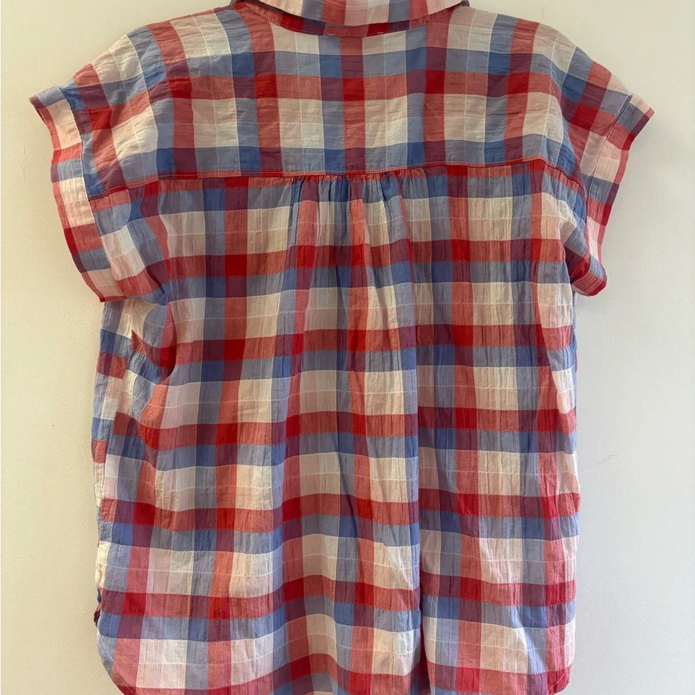 LOFT Red and Blue Plaid Shirt - Picture 2 of 5